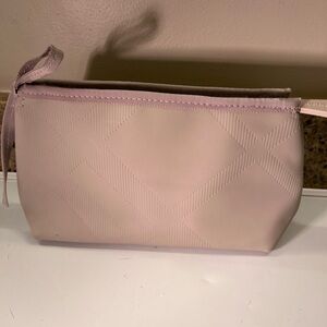 Burberry Beige Clutch Coin Cosmetic Bag Purse Zips Close Lined 8x5.5x2.5”